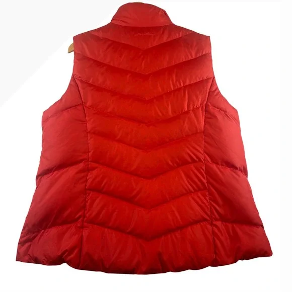Eddie Bauer Womens Red Puffer Vest EB‎ 550 Fill Power Goose Down Quilted - Picture 2 of 9